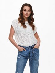 ONLY Bluzka Smilla 15231005 Biały Regular Fit. Białe bluzki ONLY, l, bez wzorów, z syntetyku, bez kołnierzyka, bez ramiączek. Za 69.99 zł.