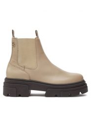Tommy Hilfiger Sztyblety Combat FW0FW08089 Beżowy. Brązowe botki Tommy Hilfiger, bez wzorów, ze skóry, bez obcasa, na płaskiej podeszwie, bez zapięcia. Za 439.99 zł.