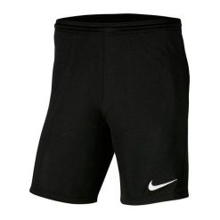 Spodenki Z Dzianiny Dla Dzieci Park III. Czarne szorty Nike, bez wzorów, z dzianiny, sportowe. Za 97.99 zł.