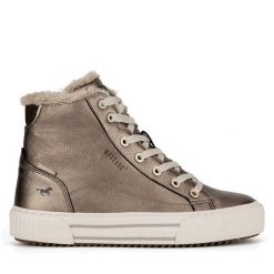 Botki Mustang. Szare botki Mustang, bez wzorów, bez obcasa, na płaskiej podeszwie, bez zapięcia. Za 251.99 zł.