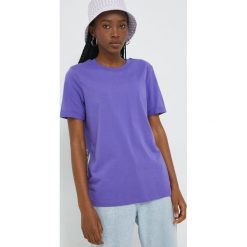 Pieces t-shirt bawełniany kolor fioletowy. Fioletowe t-shirty Pieces, l, bez wzorów, z bawełny, bez kołnierzyka, bez ramiączek. Za 69.99 zł.