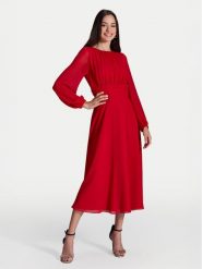 Swing Sukienka koktajlowa 5AI09000 Czerwony Regular Fit. Czerwone sukienki Swing, bez wzorów, z syntetyku, wizytowe, bez kołnierzyka, bez ramiączek. Za 449.99 zł.