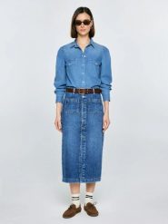 Koszula damska jeansowa z bufkami niebieska Indiana 164. Niebieskie koszule BIG STAR, l, bez wzorów, z bawełny, retro, bez kołnierzyka, bez ramiączek. Za 249.99 zł.