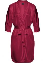 Szlafrok kimono. Szlafroki damskie bonprix, z aplikacjami, z koronki, bez ramiączek. Za 109.99 zł.