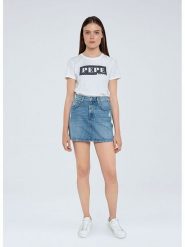Pepe Jeans Spódnica dżinsowa "Rachel" w kolorze niebieskim rozmiar: M. Niebieskie spódnice Pepe Jeans, m, z aplikacjami, z jeansu, klasyczne, mini. Za 180.91 zł.