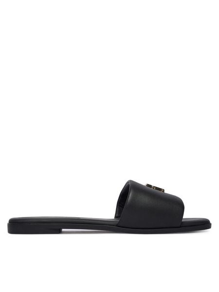 Tommy Hilfiger Klapki Th Logo Hardware Leather Mule FW0FW09292 Czarny. Czarne klapki Tommy Hilfiger, bez wzorów, ze skóry, bez obcasa, bez zapięcia. Za 280.99 zł.