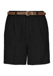 Szorty z lnem P-ELYS. Czarne szorty Volcano, bez wzorów, ze lnu. Za 139.99 zł.