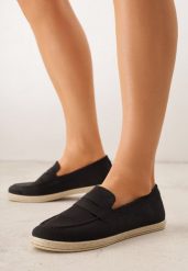 Czarne Mokasyny z Plecionką w Stylu Boho Galenatea. Czarne mokasyny Renee, z aplikacjami, z jeansu. Za 69.99 zł.