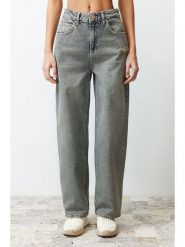 Trendyol Dżinsy - Comfort fit - w kolorze szarym rozmiar: 32. Szare jeansy Trendyol, bez wzorów, klasyczne, z podwyższonym stanem. Za 86.99 zł.