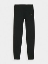 4F Legginsy dzianinowe damskie - czarne XS. Czarne legginsy 4f, bez wzorów, z bawełny, sportowe. Za 79.99 zł.