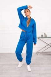 Komplet ocieplany z krótką bluzą chabrowy. Niebieskie bluzy KESI, l, bez wzorów, z bawełny, bez kaptura. Za 297.97 zł.
