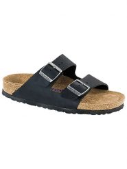 Birkenstock Skórzane klapki "Arizona" w kolorze czarnym rozmiar: 41. Czarne klapki Birkenstock, bez wzorów, klasyczne, z otwartym noskiem, bez obcasa, bez zapięcia. Za 346.18 zł.