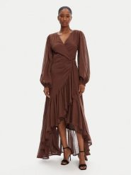 Marciano Guess Sukienka wieczorowa 5GGK53 7317A Brązowy Regular Fit. Brązowe sukienki Marciano Guess, z aplikacjami, z bawełny, wizytowe, bez kołnierzyka, bez ramiączek. Za 899.99 zł.