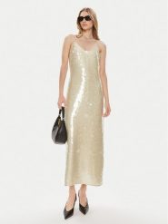 Samsøe Samsøe Sukienka koktajlowa Sally F24100193 Złoty Slim Fit. Żółte sukienki Samsøe & Samsøe, m, bez wzorów, z syntetyku, wizytowe, bez kołnierzyka, bez ramiączek. Za 509.99 zł.