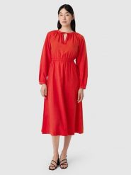 Les Lunes Sukienka "Maarley" w kolorze czerwonym rozmiar: M. Czerwone sukienki Les Lunes, m, bez wzorów, bez kołnierzyka, bez ramiączek, midi, rozkloszowane. Za 252.99 zł.