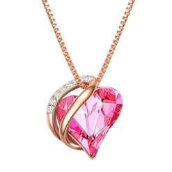 Rafaela Donata Naszyjnik srebrny Serce srebro wysokiej próby zdobiony kryształkami Swarovski® różowe złoto Naszyjniki 1 ct Damski. Czerwone naszyjniki Rafaela Donata, z materiału, pozłacane. Za 719.99 zł.