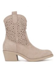 JENNY Kowbojki WFA2878-1 Beżowy. Brązowe botki Jenny, bez wzorów, bez obcasa, na słupku, bez zapięcia. Za 125.99 zł.