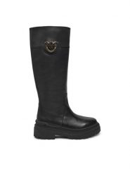 PINKO Kozaki Mia 05 SD0151 P001 Czarny. Czarne kozaki Pinko, bez wzorów, ze skóry, bez obcasa, na płaskiej podeszwie, bez zapięcia. Za 931.29 zł.