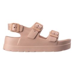Sandały damskie Martes Naze Wo's - ciemnobeżowe, Rozmiar buta 38. Brązowe sandały MARTES, bez wzorów, z materiału, eleganckie, bez obcasa, bez zapięcia. Za 54.99 zł.