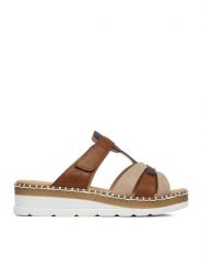 Rieker Klapki CEO-V1291-90 Brązowy jasny. Brązowe klapki Rieker, bez wzorów, ze skóry, bez obcasa, bez zapięcia. Za 319.99 zł.