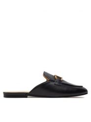 Guess Klapki FLGBOA LEA14 Czarny. Czarne klapki Guess, z aplikacjami, ze skóry, bez obcasa, bez zapięcia. Za 499.99 zł.