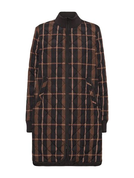 Ilse Jacobsen Płaszcz pikowany w kolorze brązowo-czarnym ze wzorem rozmiar: 38. Brązowe płaszcze Ilse Jacobsen, bez wzorów, bez kaptura. Za 231.13 zł.