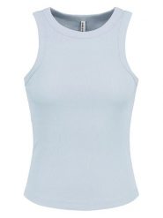 Sublevel Top w kolorze błękitnym rozmiar: S. Niebieskie topy Sublevel, s, bez wzorów, prążkowane, bez kołnierzyka, bez ramiączek. Za 39.99 zł.