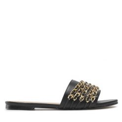 Klapki Eva Longoria. Czarne klapki Eva Longoria, bez wzorów, bez obcasa, bez zapięcia. Za 349.99 zł.
