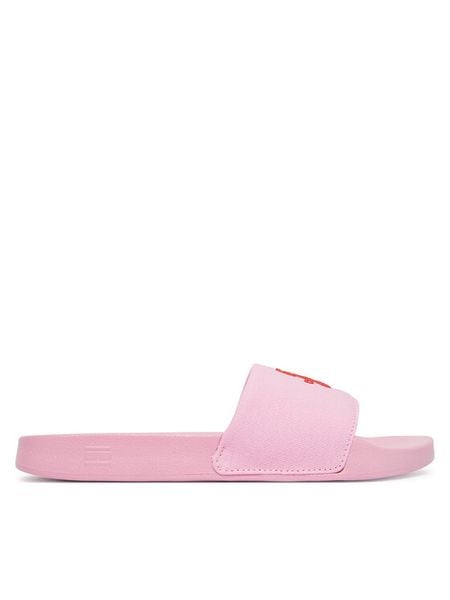 Tommy Hilfiger Klapki Th Script Pool Slide FW0FW09286 Różowy. Czerwone klapki Tommy Hilfiger, bez wzorów, z materiału, bez obcasa, bez zapięcia. Za 139.99 zł.