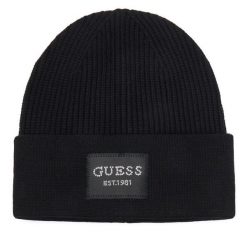 Czapka Guess. Czarne czapki zimowe Guess, z aplikacjami. Za 154.99 zł.