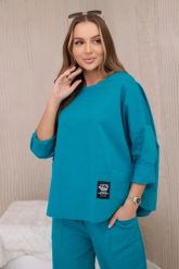 Komplet new punto bluza + spodnie morski. Zielone bluzy KESI, l, bez wzorów, z bawełny, bez kaptura. Za 347.13 zł.
