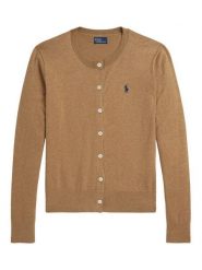 Polo Ralph Lauren Kardigan 211971871007 Beżowy Slim Fit. Brązowe swetry Polo Ralph Lauren, l, bez wzorów, z bawełny, bez ramiączek. Za 859.99 zł.