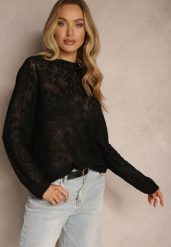 Czarna Ażurowa Bluzka z Wiskozy z Haftowanym Motywem Florystycznym Bordexis. Czarne bluzki Renee, s, w ażurowe wzory, z wiskozy, eleganckie, bez kołnierzyka, bez ramiączek. W wyprzedaży za 59.99 zł.