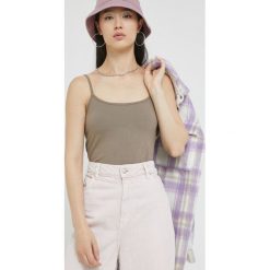 JDY top damski kolor szary. Szare topy JDY, l, bez wzorów, z bawełny, bez kołnierzyka, bez ramiączek. Za 49.99 zł.