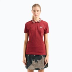 Koszulka damska EA7 Emporio Armani Golf Pro Polo Damier. Czerwone swetry EA7 Emporio Armani, na lato, xl, bez wzorów, z bawełny, bez ramiączek. Za 429.99 zł.
