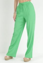 Ciemnozielone Szerokie Spodnie High Waist Melsa. Zielone jeansy Born2be, l, bez wzorów, z jeansu, z podwyższonym stanem, długie. Za 169.99 zł.