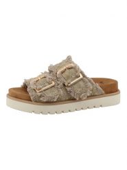 MUSTANG SHOES Klapki "Malina" w kolorze beżowym rozmiar: 37. Brązowe klapki MUSTANG SHOES, bez wzorów, klasyczne, z otwartym noskiem, bez obcasa, bez zapięcia. Za 166.88 zł.
