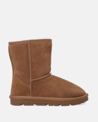 BRĄZOWE ZAMSZOWE ŚNIEGOWCE DAMSKIE S003SUBROBB030. Brązowe botki Venezia, bez wzorów, ze skóry, bez obcasa, bez zapięcia. Za 299.00 zł.