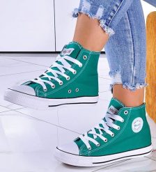 Wysokie zielone trampki /F2-2 11088 T100/ 41. Zielone trampki NoName, bez wzorów, bez zapięcia. Za 29.90 zł.