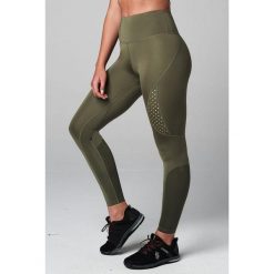 Legginsy sportowe damskie STRONG ID Performance z wysokim stanem. Zielone legginsy STRONG ID, xs, bez wzorów, z materiału, z podwyższonym stanem, do biegania. Za 89.99 zł.