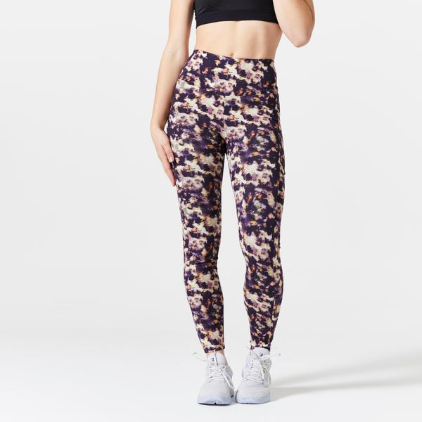 Legginsy fitness damskie Domyos 520. Fioletowe legginsy DOMYOS, bez wzorów, z bawełny, eleganckie. W wyprzedaży za 59.99 zł.