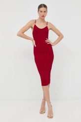 Elisabetta Franchi sukienka kolor czerwony mini dopasowana. Czerwone sukienki Elisabetta Franchi, bez wzorów, z dzianiny, bez kołnierzyka, bez ramiączek, mini, dopasowane. W wyprzedaży za 1,499.90 zł.