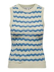 ONLY Top w kolorze niebiesko-kremowym rozmiar: XL. Brązowe topy ONLY, xl, bez wzorów, bez kołnierzyka, bez ramiączek. Za 37.30 zł.