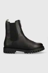 Tommy Hilfiger sztyblety skórzane Zip Boot damskie kolor czarny na płaskim obcasie. Czarne botki Tommy Hilfiger, bez wzorów, z bawełny, bez obcasa, na płaskiej podeszwie, bez zapięcia. W wyprzedaży za 449.99 zł.