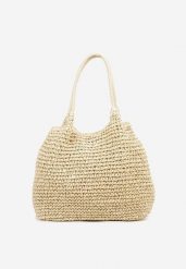 Beżowa Pleciona Torebka Plażowa Shopperka Tilaura. Brązowe shopper bag Born2be, bez wzorów, bez dodatków. W wyprzedaży za 67.99 zł.