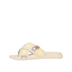 Sandały HEY DUDE CHRISTI SLIDE COTTAGE CROCHE Wielokolorowy. Brązowe sandały PRO BRANDS, bez wzorów, z tkaniny, bez obcasa, bez zapięcia. Za 230.99 zł.