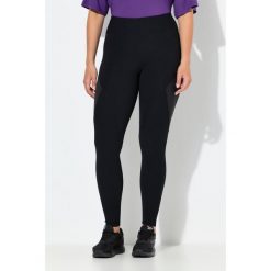Damskie Legginsy funkcyjne prążkowany dżersej kieszeń na zamek z recyklingu. Czarne legginsy Ulla Popken, bez wzorów, z dżerseju, sportowe. Za 239.99 zł.