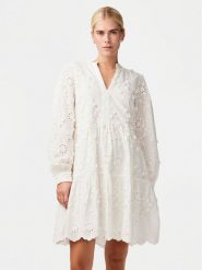 YAS Sukienka letnia Menusa 26033229 Biały Regular Fit. Białe sukienki YAS, xs, bez wzorów, z bawełny, bez kołnierzyka, bez ramiączek. Za 409.99 zł.