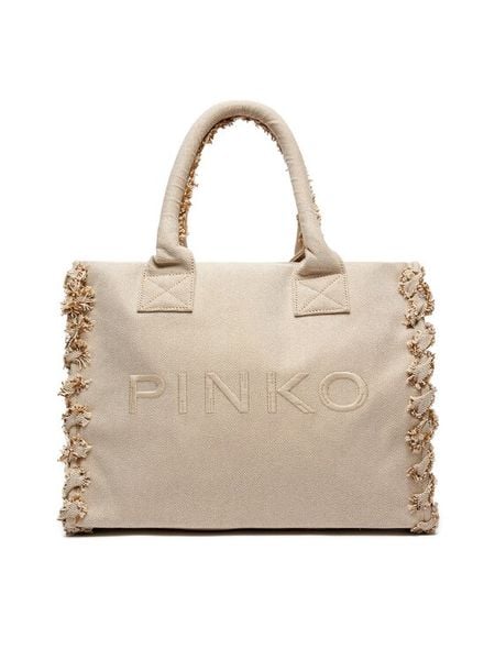 Pinko Torebka Beach Shopping PE 24 PLTT 100782 A1X1 Beżowy. Brązowe torebki klasyczne Pinko, bez wzorów, z materiału, bez dodatków. Za 449.99 zł.