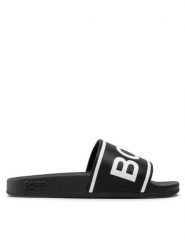 Boss Klapki Bay 50466688 10218244 01 Czarny. Czarne klapki Boss, bez wzorów, z tworzywa sztucznego, bez obcasa, bez zapięcia. Za 179.99 zł.